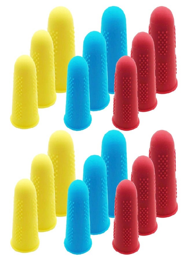 HanyHere 18PCS Silicone Protect Finger Caps 3 Colors Finger Protectors and 3 Sizes in Each Color - Image 1